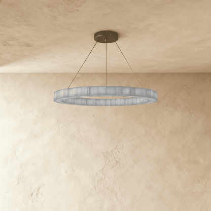 Teva Calciet Hanglamp Met Handgemaakte Steenringen En Zachte Sfeerverlichting