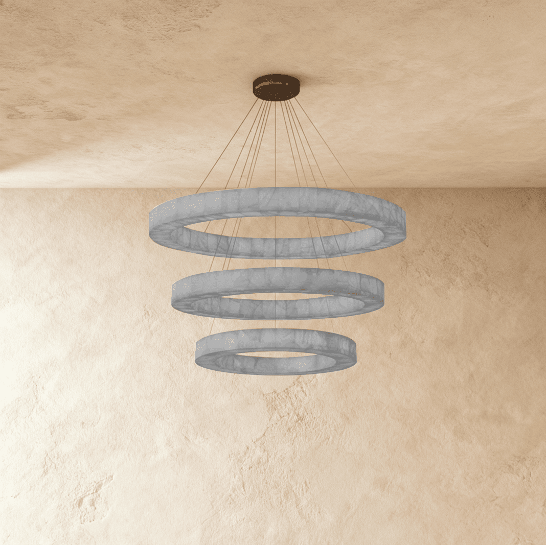 Teva Calciet Hanglamp Met Handgemaakte Steenringen En Zachte Sfeerverlichting