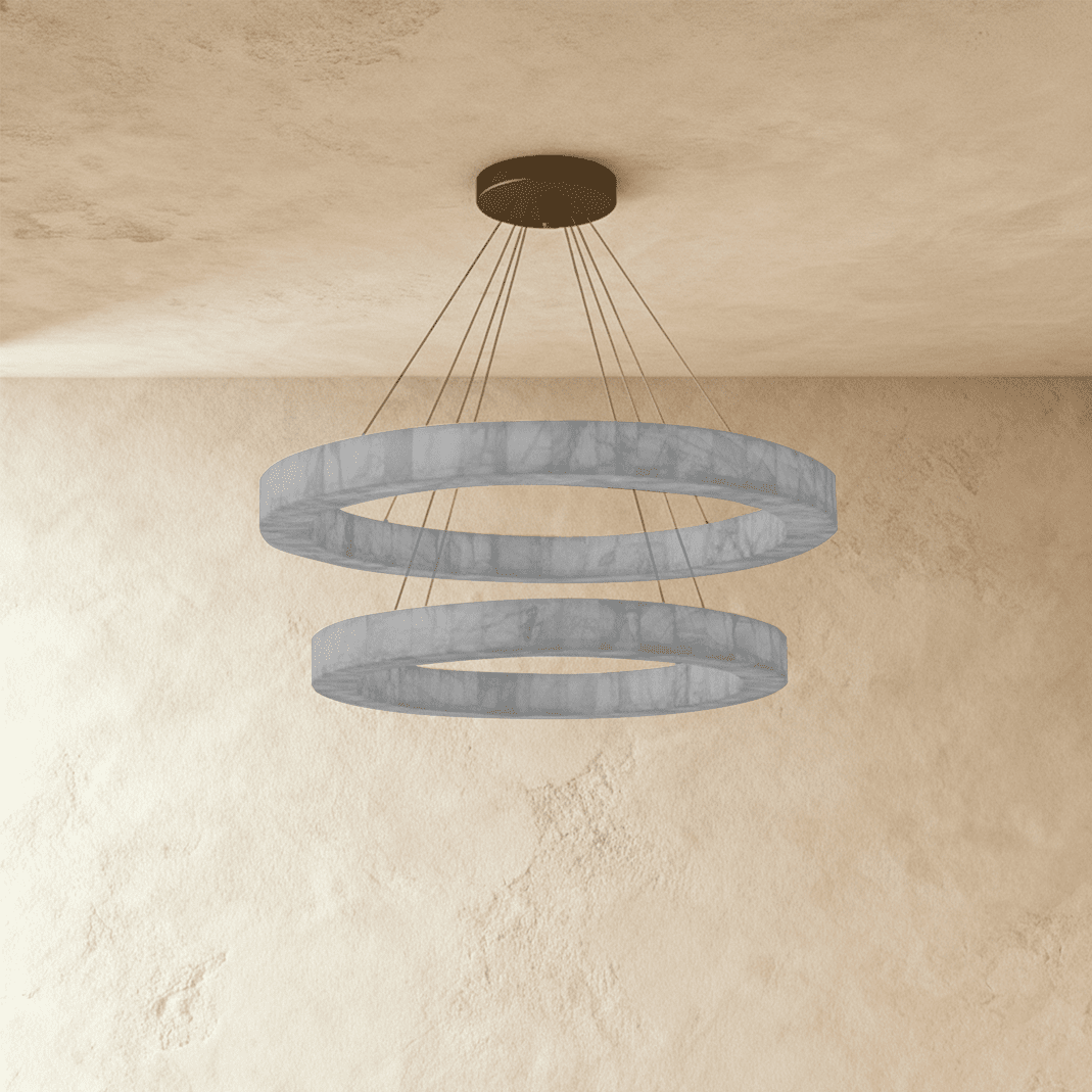 Teva Calciet Hanglamp Met Handgemaakte Steenringen En Zachte Sfeerverlichting