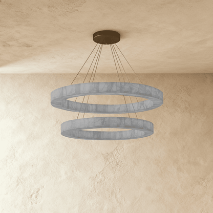 Teva Calciet Hanglamp Met Handgemaakte Steenringen En Zachte Sfeerverlichting