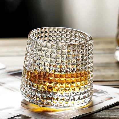Roterend Whiskyglas van Geblazen Glas – Textuur Design 160 ml