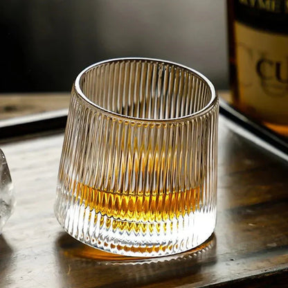Roterend Whiskyglas van Geblazen Glas – Textuur Design 160 ml