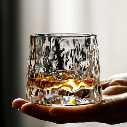 Roterend Whiskyglas van Geblazen Glas – Textuur Design 160 ml