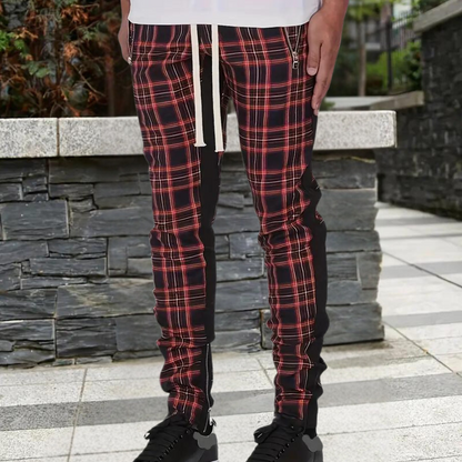 Heren Jogger Broek Geruit Stretch Stof
