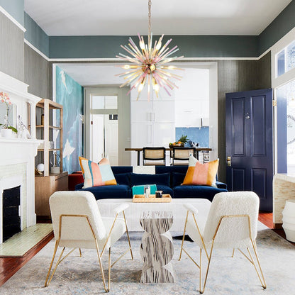 Kroonluchter Sputnik Regenboog 12-Lichts Messing Kleurrijk 56cm Woonkamer Eetkamer Dimbaar