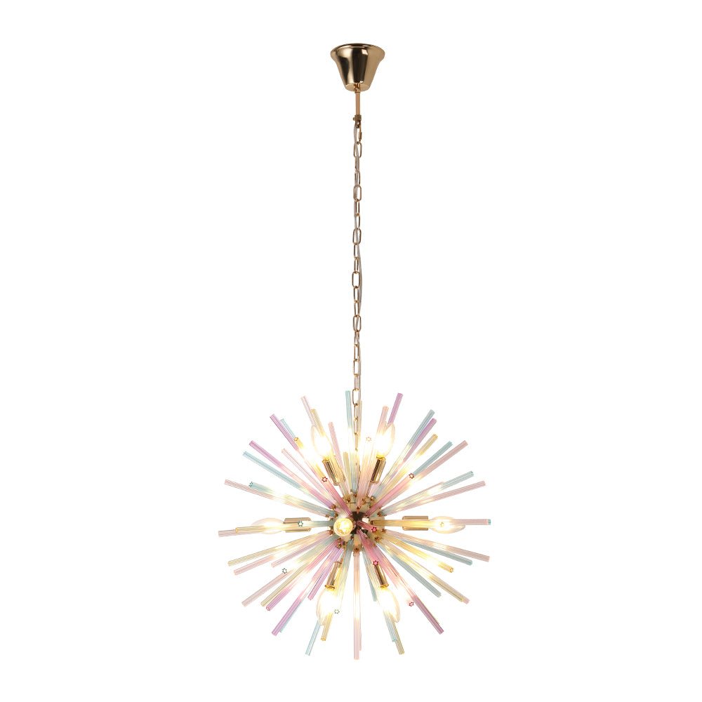 Kroonluchter Sputnik Regenboog 12-Lichts Messing Kleurrijk 56cm Woonkamer Eetkamer Dimbaar