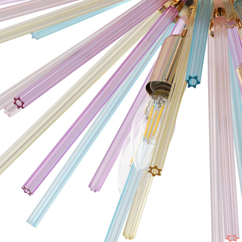 Kroonluchter Sputnik Regenboog 12-Lichts Messing Kleurrijk 56cm Woonkamer Eetkamer Dimbaar