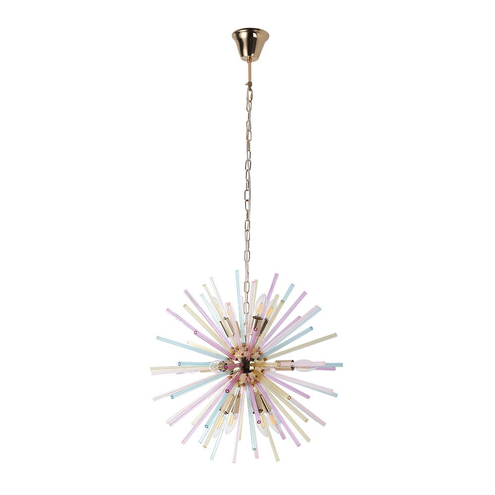Kroonluchter Sputnik Regenboog 12-Lichts Messing Kleurrijk 56cm Woonkamer Eetkamer Dimbaar