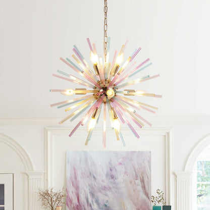 Kroonluchter Sputnik Regenboog 12-Lichts Messing Kleurrijk 56cm Woonkamer Eetkamer Dimbaar