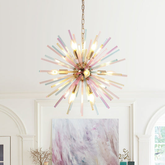 Kroonluchter Sputnik Regenboog 12-Lichts Messing Kleurrijk 56cm Woonkamer Eetkamer Dimbaar