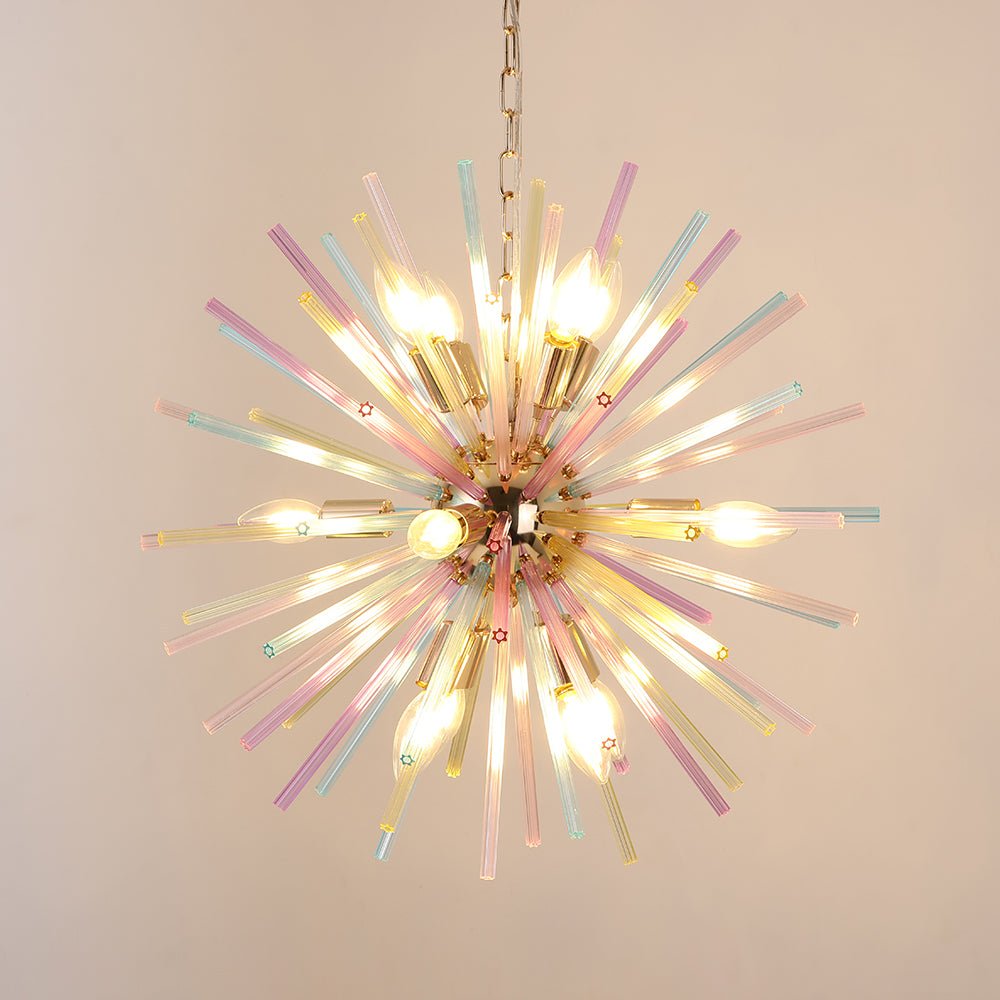 Kroonluchter Sputnik Regenboog 12-Lichts Messing Kleurrijk 56cm Woonkamer Eetkamer Dimbaar