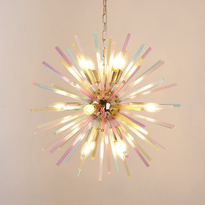 Kroonluchter Sputnik Regenboog 12-Lichts Messing Kleurrijk 56cm Woonkamer Eetkamer Dimbaar