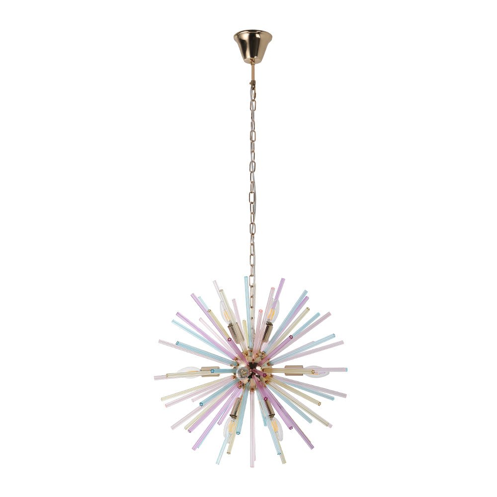 Kroonluchter Sputnik Regenboog 12-Lichts Messing Kleurrijk 56cm Woonkamer Eetkamer Dimbaar