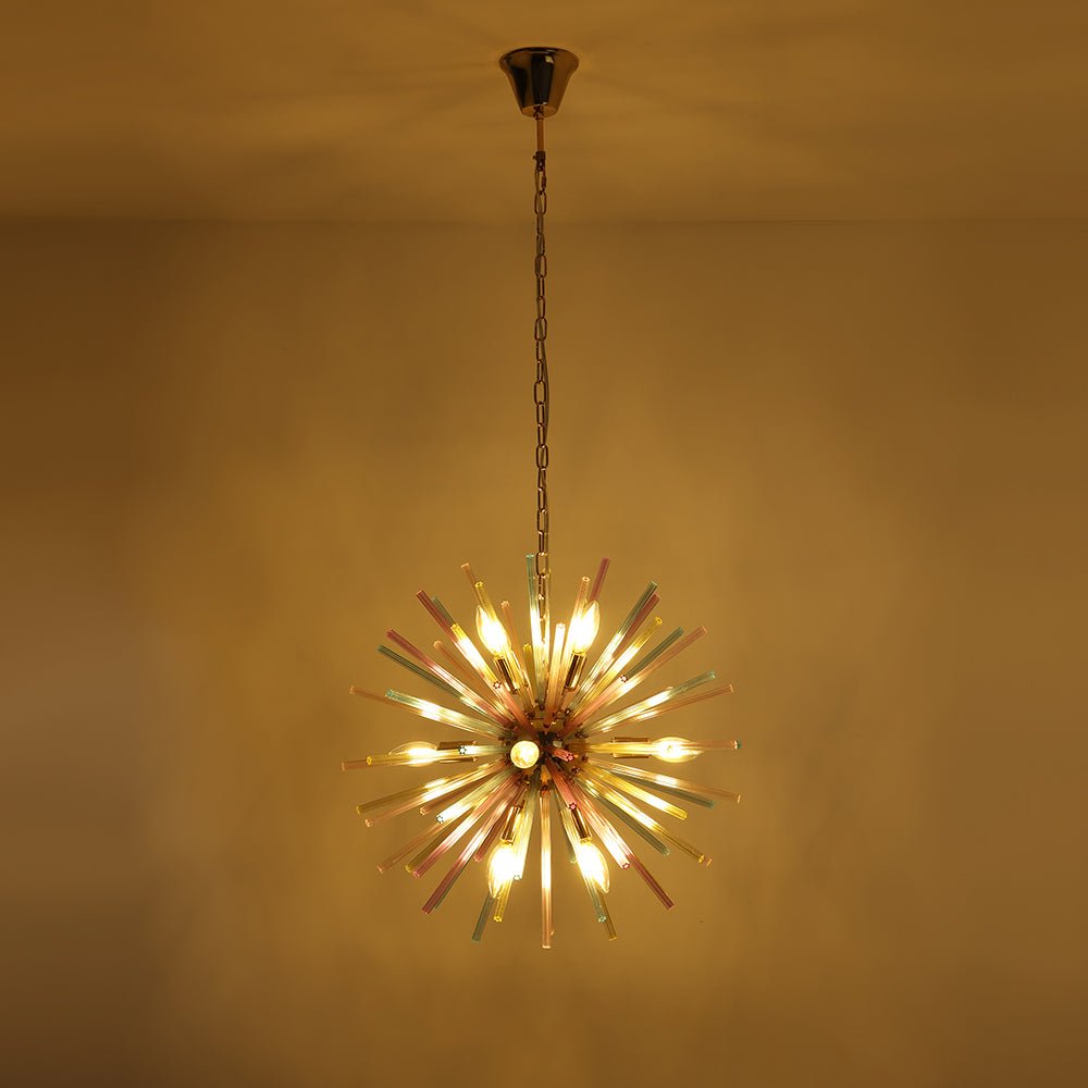 Kroonluchter Sputnik Regenboog 12-Lichts Messing Kleurrijk 56cm Woonkamer Eetkamer Dimbaar
