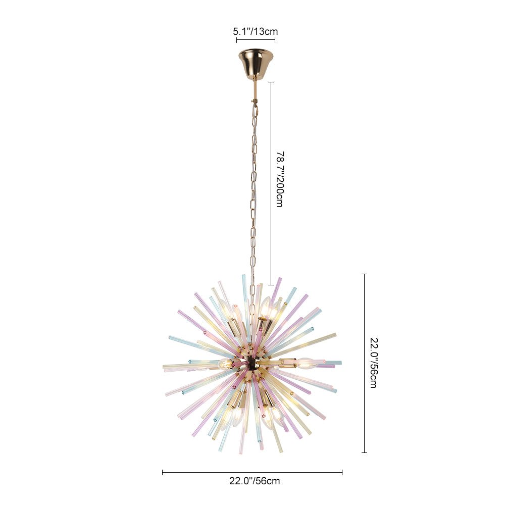 Kroonluchter Sputnik Regenboog 12-Lichts Messing Kleurrijk 56cm Woonkamer Eetkamer Dimbaar
