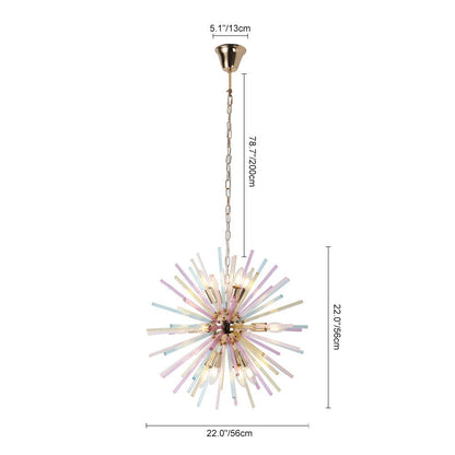 Kroonluchter Sputnik Regenboog 12-Lichts Messing Kleurrijk 56cm Woonkamer Eetkamer Dimbaar