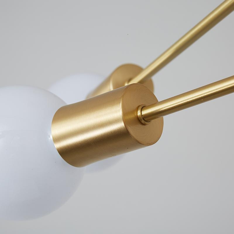 Moderne sputnik kroonluchter met 6 armen in messing – minimalistische design hanglamp zonder glazen kap