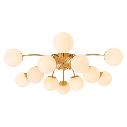 Plafondlamp Sputnik 12-Lichts Opaal Glas Messing 100cm Woonkamer Eetkamer Dimbaar