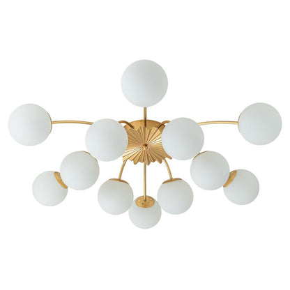 Plafondlamp Sputnik 12-Lichts Opaal Glas Messing 100cm Woonkamer Eetkamer Dimbaar