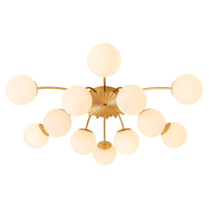 Plafondlamp Sputnik 12-Lichts Opaal Glas Messing 100cm Woonkamer Eetkamer Dimbaar
