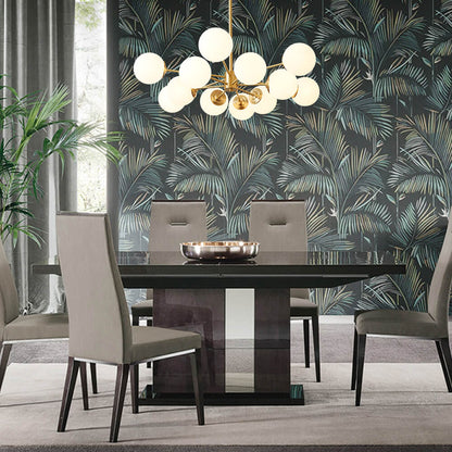 Moderne tweelaagse sputnik kroonluchter met 12 opaal glazen bollen in messing afwerking – mid century design hanglamp 90 cm