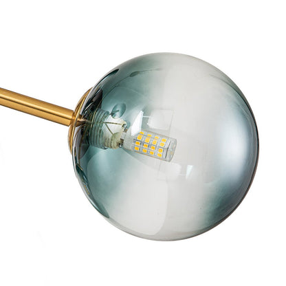 Kroonluchter Sputnik 15-Lichts Blauw Glas Goud Zwart 112cm Eetkamer Woonkamer Dimbaar