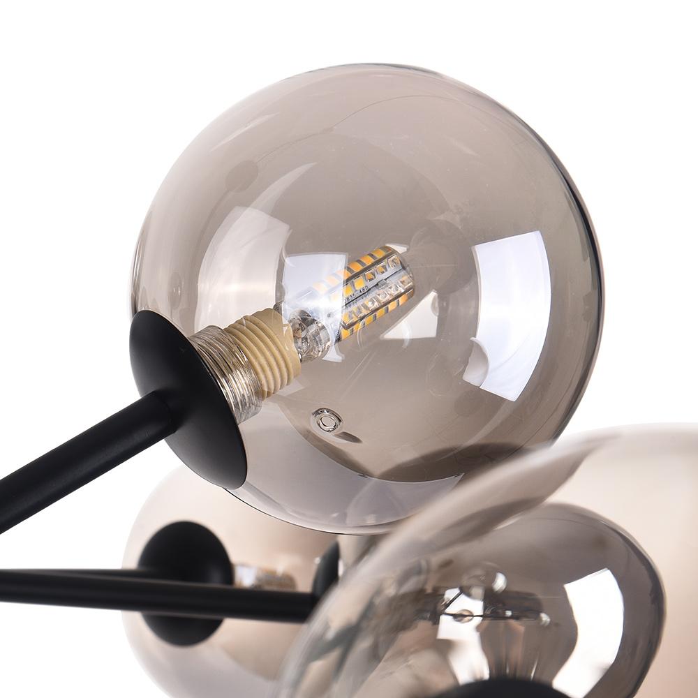 Moderne lineaire sputnik kroonluchter met 15 glazen bollen in zwart of messing – design hanglamp 112 cm