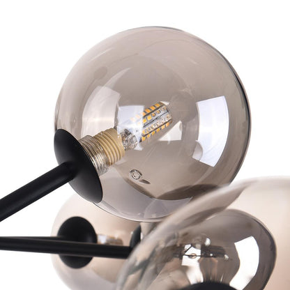 Moderne lineaire sputnik kroonluchter met 15 glazen bollen in zwart of messing – design hanglamp 112 cm
