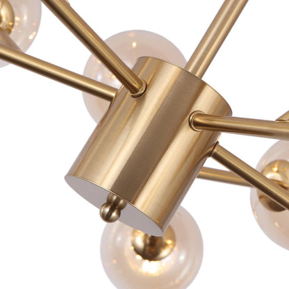 Moderne lineaire sputnik kroonluchter met 15 glazen bollen in zwart of messing – design hanglamp 112 cm