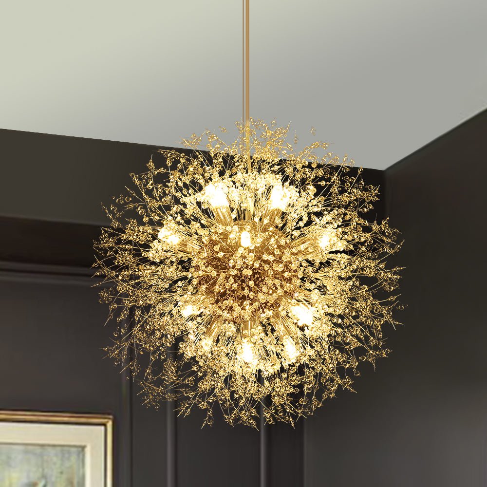 Kroonluchter Vuurwerk Sputnik 16-Lichts Kristal Messing 80cm Woonkamer Entree Dimbaar