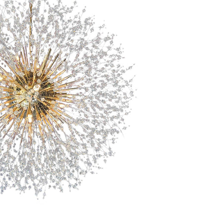 Grote sputnik kroonluchter met vuurwerk design en kristal effect in messing of chroom – luxe hanglamp 100 cm