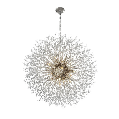 Grote sputnik kroonluchter met vuurwerk design en kristal effect in messing of chroom – luxe hanglamp 100 cm