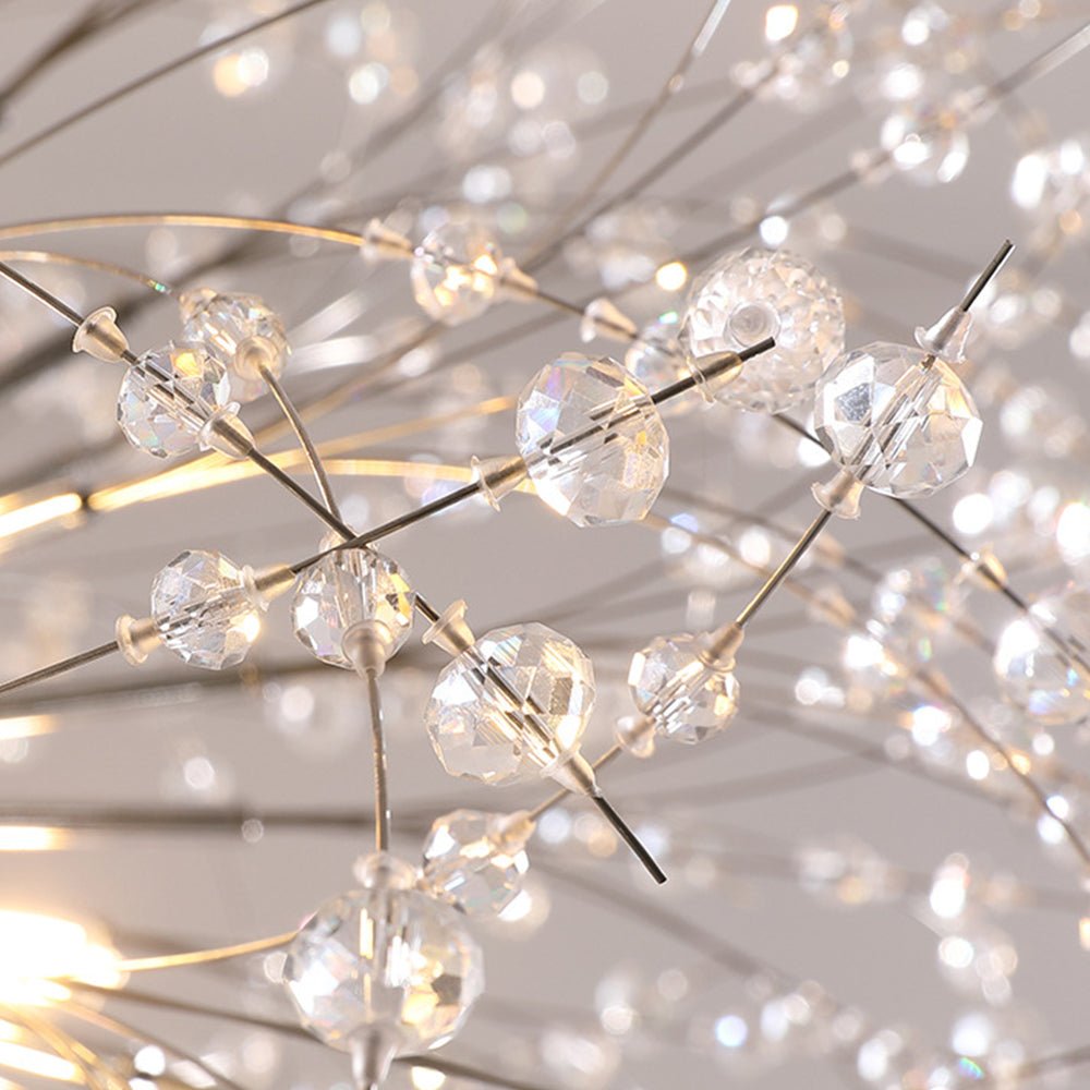 Grote sputnik kroonluchter met vuurwerk design en kristal effect in messing of chroom – luxe hanglamp 100 cm