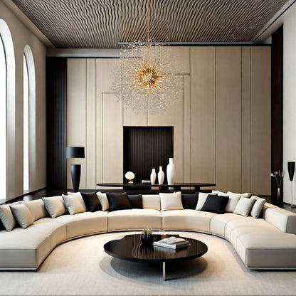 Grote sputnik kroonluchter met vuurwerk design en kristal effect in messing of chroom – luxe hanglamp 100 cm