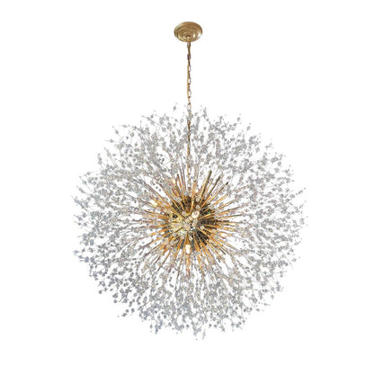 Grote sputnik kroonluchter met vuurwerk design en kristal effect in messing of chroom – luxe hanglamp 100 cm