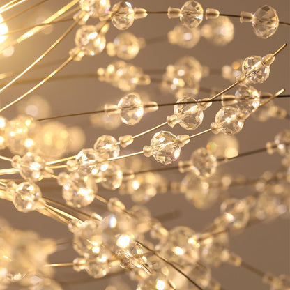 Grote sputnik kroonluchter met vuurwerk design en kristal effect in messing of chroom – luxe hanglamp 100 cm