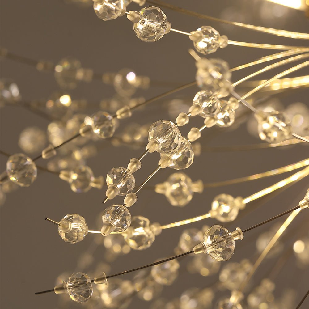 Grote sputnik kroonluchter met vuurwerk design en kristal effect in messing of chroom – luxe hanglamp 100 cm
