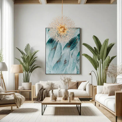 Grote sputnik kroonluchter met vuurwerk design en kristal effect in messing of chroom – luxe hanglamp 100 cm