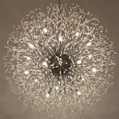 Grote sputnik kroonluchter met vuurwerk design en kristal effect in messing of chroom – luxe hanglamp 100 cm