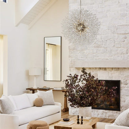 Grote sputnik kroonluchter met vuurwerk design en kristal effect in messing of chroom – luxe hanglamp 100 cm