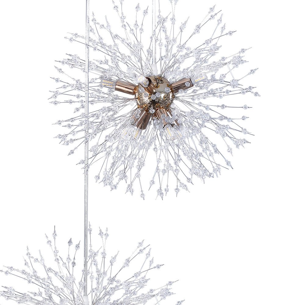 Kroonluchter Vuurwerk Paardenbloem Messing 3 of 5 Bollen 24-40 Lichts Hal Woonkamer Dimbaar