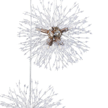 Kroonluchter Vuurwerk Paardenbloem Messing 3 of 5 Bollen 24-40 Lichts Hal Woonkamer Dimbaar