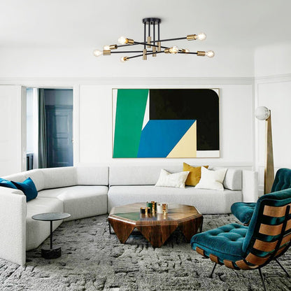 Plafondlamp Sputnik 6 of 8-Lichts Zwart Metaal 62-103cm Retro Modern Woonkamer Dimbaar