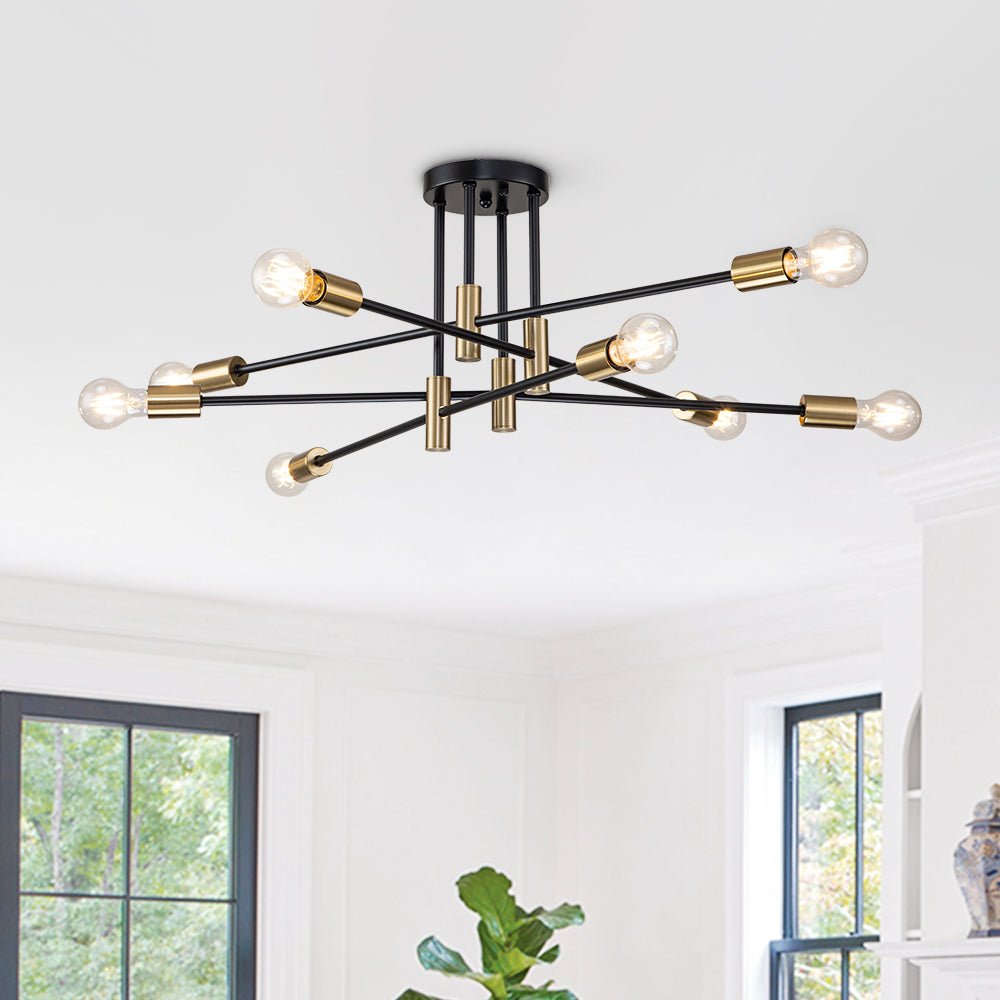 Plafondlamp Sputnik 6 of 8-Lichts Zwart Metaal 62-103cm Retro Modern Woonkamer Dimbaar