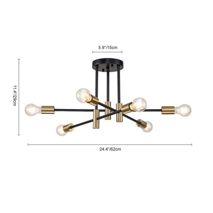 Plafondlamp Sputnik 6 of 8-Lichts Zwart Metaal 62-103cm Retro Modern Woonkamer Dimbaar
