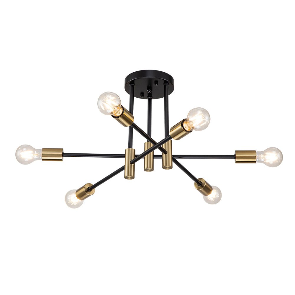 Plafondlamp Sputnik 6 of 8-Lichts Zwart Metaal 62-103cm Retro Modern Woonkamer Dimbaar
