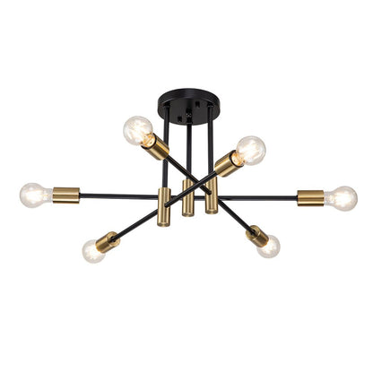 Plafondlamp Sputnik 6 of 8-Lichts Zwart Metaal 62-103cm Retro Modern Woonkamer Dimbaar
