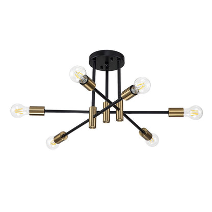 Plafondlamp Sputnik 6 of 8-Lichts Zwart Metaal 62-103cm Retro Modern Woonkamer Dimbaar