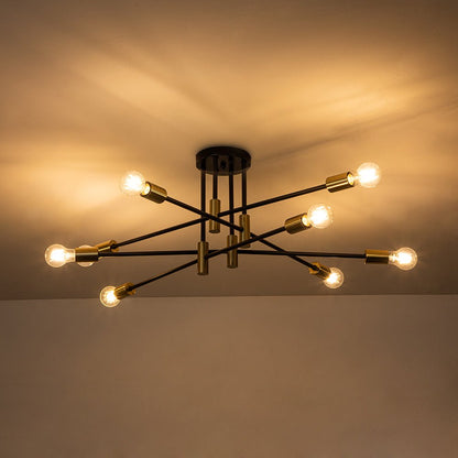 Plafondlamp Sputnik 6 of 8-Lichts Zwart Metaal 62-103cm Retro Modern Woonkamer Dimbaar