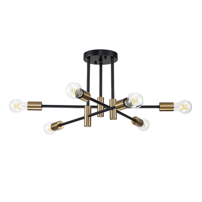 Plafondlamp Sputnik 6 of 8-Lichts Zwart Metaal 62-103cm Retro Modern Woonkamer Dimbaar